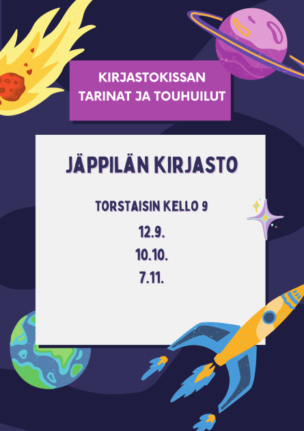 Kirjastokissan tarinat ja touhuilut. Torstaisin kello 9 12.9., 10.10., 7.11.